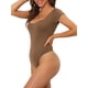 thumbnail image 5 of INSPIRAR CHIC Body de Cuello Cuadrado para Mujeres del Día de la Madre, Camiseta de Manga Corta, Leotardo, Parte Inferior Breve, Tops M Marrón, 5 of 6