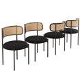 thumbnail image 6 of MAYEERTY 4-Pack Black Modern Upholstered Dining Chairs, Rattan Back, Metal Legs, Kitchen Accent, 6 of 7