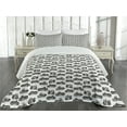thumbnail image 2 of Ambesonne Motorcycle Quilted Coverlet 3 Pcs, Retro Style Drawings, King Size, Grey White Black, 2 of 4