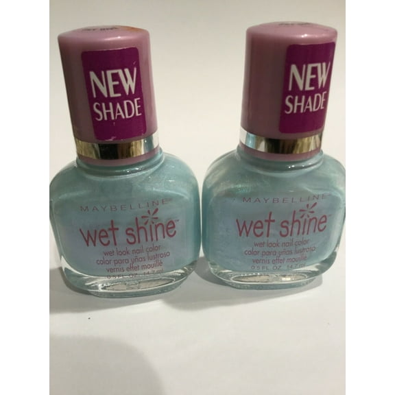 2 X Maybelline Wet Shine Wet Look Nail Color Polish SKY DIVE .5 ozs EA