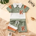 thumbnail image 4 of Xudanell Toddler Boy Clothes Color Block T Shirt Shorts Outfits Embroidered Active Short Pants Two Piece Set Green 6-12 Months, 4 of 8