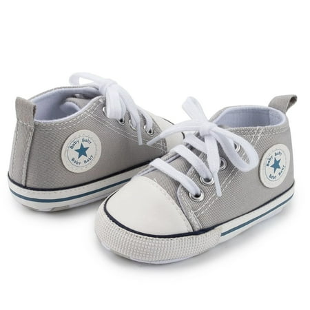 

Baby Shoes Girls or Boy Soft Non-Slip Sole Newborn First Walkers Star Canvas High Top Sneakers Denim Unisex