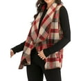 thumbnail image 3 of SAYFUT Womens Turn-Down Collar Sleeveless Vest Plaid Hem Drape Open Front Cardigan Sweater Vest  S-2XL, 3 of 6
