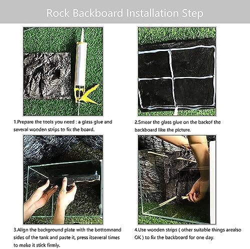4pcs Rock Terrarium Background,3D Reptile Tank Background Board,Amphibian Stereo Backdrop Wall,Lizard Snake Gecko Spider Chameleon Turtle Fish pet silo Background Decorative Panel