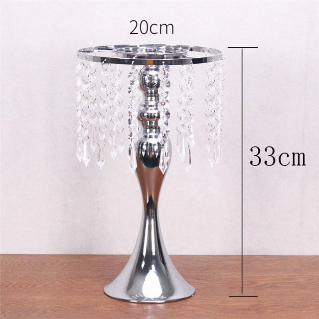 Florero exquisito con forma de giro, soporte de mesa de boda de plata dorada, centro de mesa de cristal de plomo para decoración de fiestas y eventos