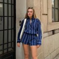 thumbnail image 4 of Yanluna Yanluna Nouvelle Mode Été pour Femmes style Européen et Américain Robe Décontractée à Rayures Manches Longues Col à Revers Combinaison style Robe, 4 of 5
