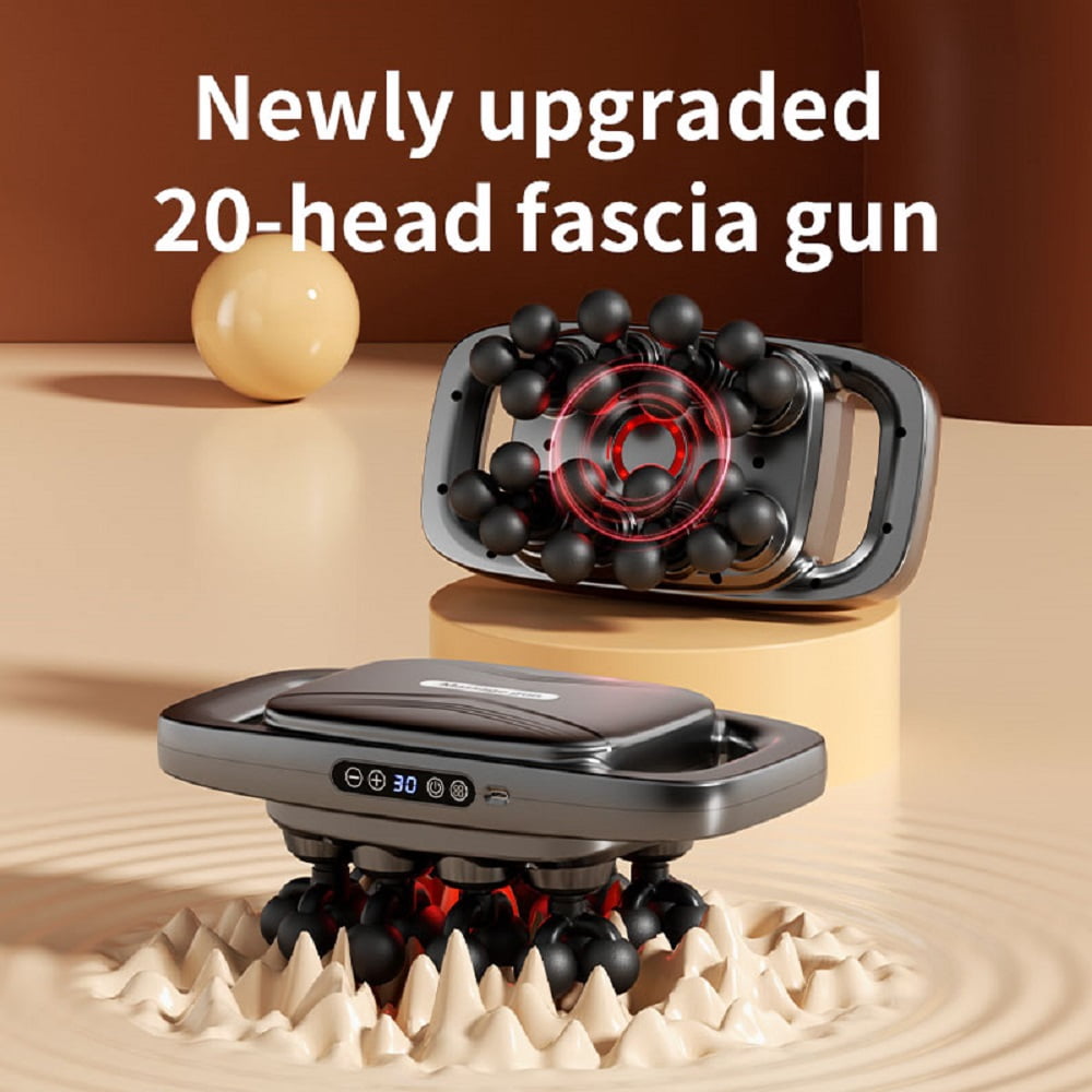 20 Head Deep Tissue Percussion Massager Gun with 3 Modes & 30 Intensities,Quiet Muscle Massage Gun for Back,Shoulders, Legs, Foot, Body Muscle Pain Relief