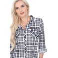 thumbnail image 3 of White Mark Women's Classic Plaid 3/4 Sleeve Shirt, 3 of 6