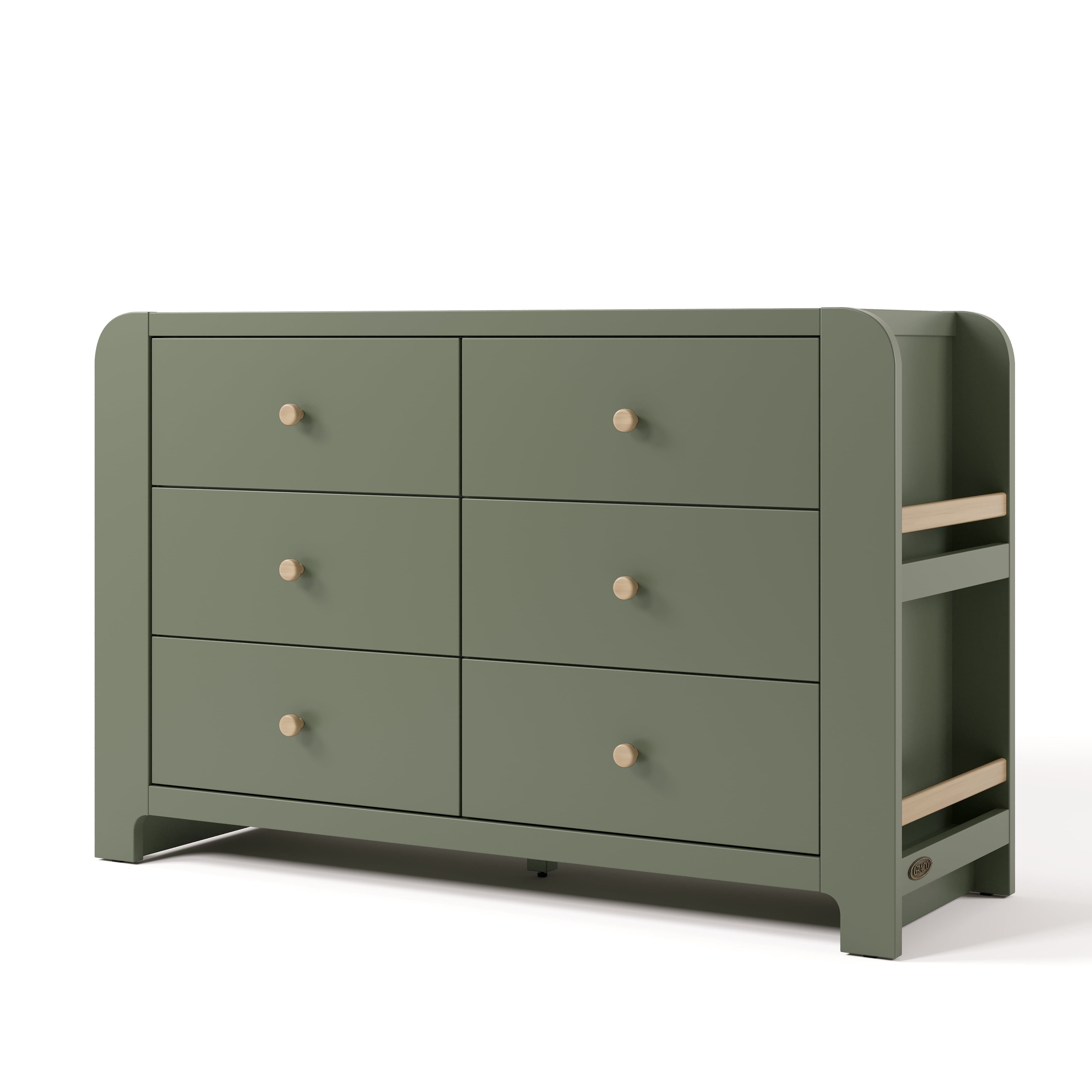 Graco Read-with-Me 6 Drawer Chest with Bookshelves, Olive with Driftwood
