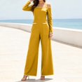 thumbnail image 5 of Tqcoqu Women's Cold‑Shoulder Jumpsuit, Contrast Piping Long Sleeve Wide Leg Floor Length Jumpsuit with Large Patch Pockets, 5 of 9