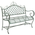 thumbnail image 4 of SAFAVIEH Abner Outdoor Patio Wrought Iron Garden Bench, Antique Green, 4 of 9
