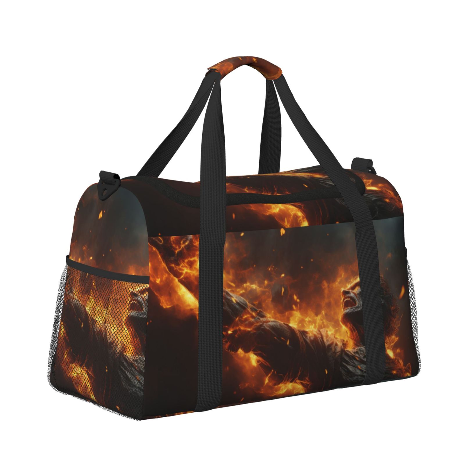 Fuzoiu Cool Fire Man Print Travel Duffle Bag,Carry On Tote Bags,Duffel Bag,Sport Gym Bag, Hospital Bag for Labor and Delivery, Overnight Bag,Luggage Bag