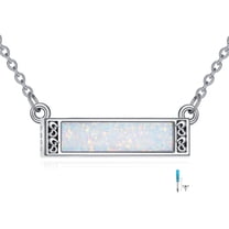 Opal Urn Necklace for Ashes for Women 925 Sterling Silver Bar Cremation Jewelry Opal Ashes Necklace