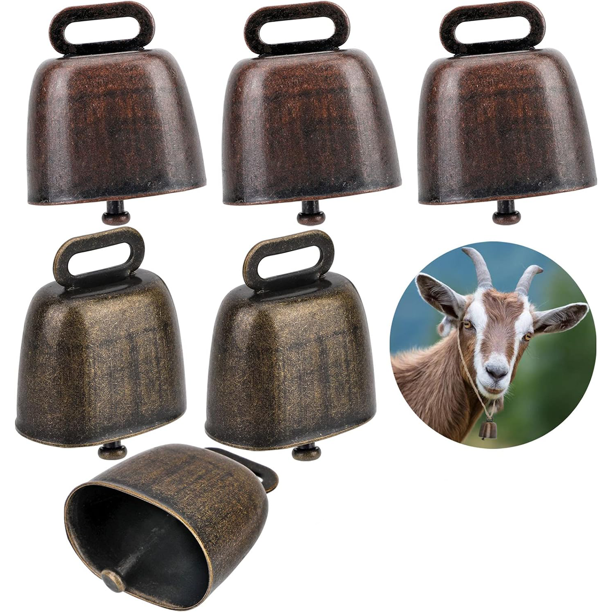 CHAO Campanas de Vaca de 6 Piezas, Campanas de Vaca de Oveja Campanas de Pasto, Campanas de Cobre Campana de Bronce para Ganado, para Accesorios antirrobo de Granja de Animales de Cabra
