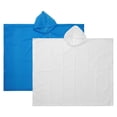 thumbnail image 1 of Unique Bargains Ponchos de Pluie, 2 Pack Imperméables avec Capuche, Vestes de Pluie Réutilisables en EVA pour Extérieur, Bleu, Blanc, 1 of 6
