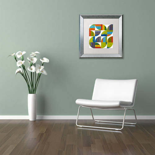 Trademark Fine Art "Quarter Rounds 6.0" Canvas Art by Michelle Calkins, White Matte, Silver Frame