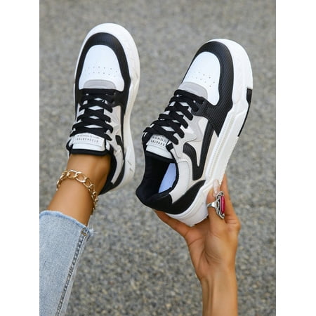 

2024 Spring/Autumn New Korean Style Thick Soled Women‘s Shoes Casual Sports Shoes Breathable Platform Anti-Slip Lace-Up Flat Women‘s Sneakers