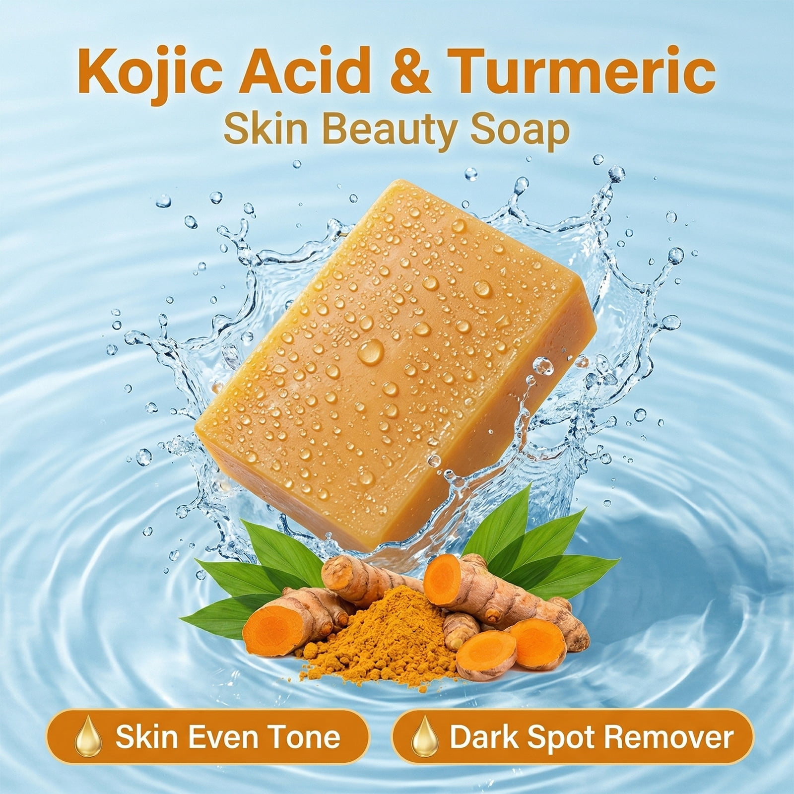 Organic Turmeric Soap for Dark Spots, Natural Face Wash for Clear Skin, Cleanses & Smooths, Removes Oil & Impurities for All Skin Types(2pcs)