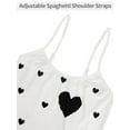 thumbnail image 4 of Gustave Summer Pajama Sets for Women 2 Piece Pjs Ruffle Cami Tops and Shorts Cute Heart Print Camisole Lounge Set Sleepwear Nightwear, Black, M, 4 of 7