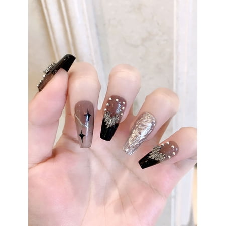 [Original real shot] Pure hand-worn nail Internet celebrity nail patch dark French advanced fake nail piece