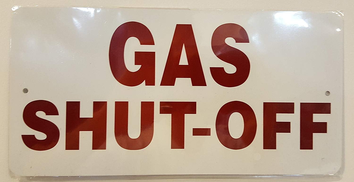 Gas ShutOff Sign (Aluminum Sign 5"x10")
