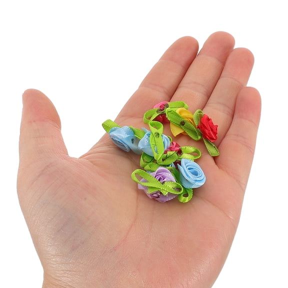 HONMEET 250pcs Mini Ribbon Roses Assorted Tiny Flowers for Wedding Decorations, Clothing Embellishments and Craft Projects