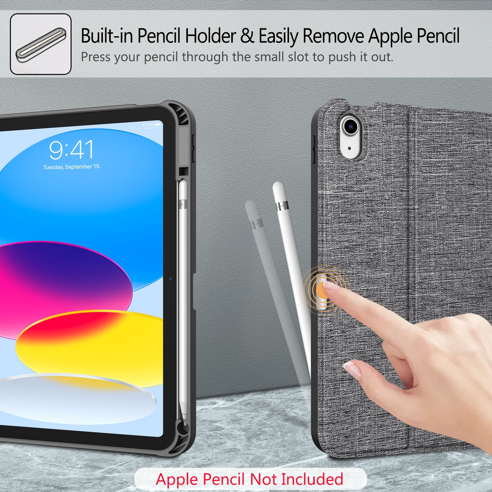 Fintie Keyboard Case for iPad 10th Generation 10.9 Inch Tablet (2022 Release) with Pencil Holder, Gray