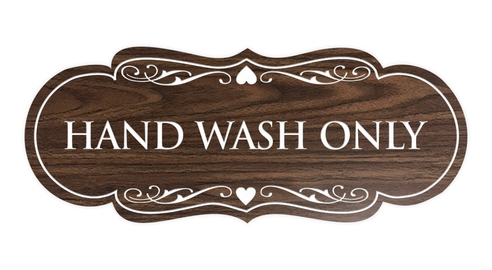Designer Hand Wash Only Sign(Walnut) - Medium