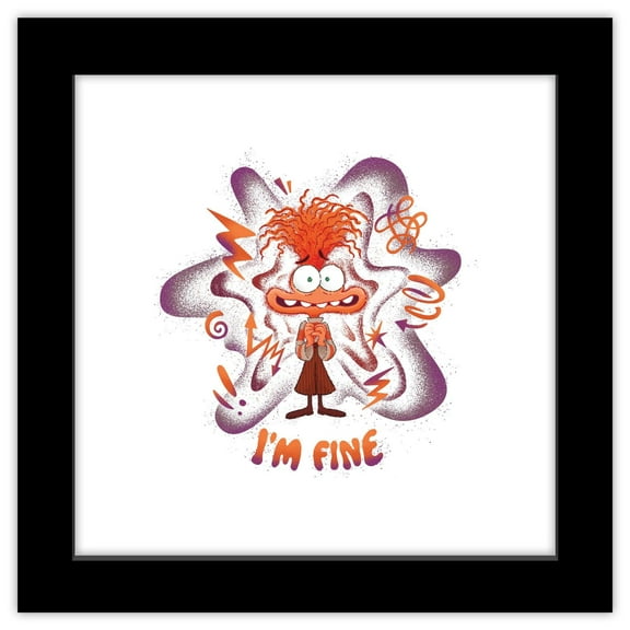 Gallery Pops Disney Inside Out 2 - Anxiety I'm Fine Wall Art, Black Framed Version, 12" x 12"