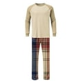 thumbnail image 5 of YueHuiYing Men's Pajamas Set 2 Piece Long Sleeve T-Shirt Loungewear Long Plaid Pants with Pocket, 5 of 7