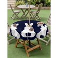 thumbnail image 3 of Outdoor Tablecloth with Umbrella Hole and Zipper, Easter Bunny Round Table Cloth 60 Inch Waterproof Tablecloth, Cute Rabbit Family Vintage Navy Blue Abstract Picnic Table Cover for Patio Camping, 3 of 7