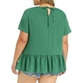 thumbnail image 3 of GRACE & GRANDEUR Women's Plus Size Easter Babydoll Peplum Tops Short Sleeve Crew Neck Flowy Blouses Loose Fit Summer Casual Shirts Top 1X Green, 3 of 6