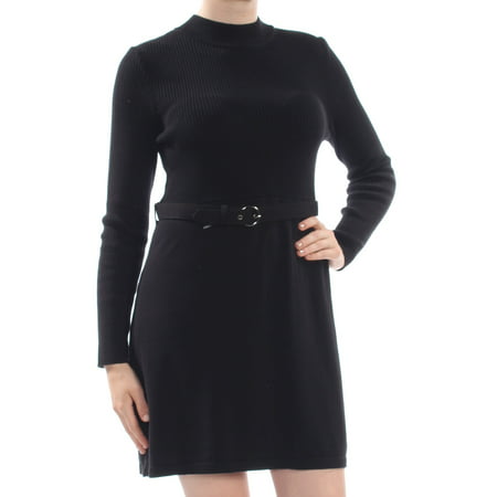 FREE PEOPLE Womens Black French Girl Sweater Long Sleeve Above The Knee Dress  Size: