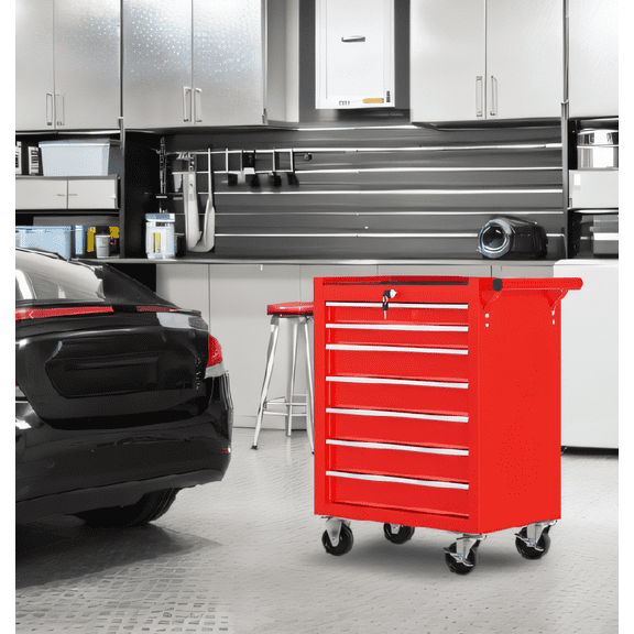 7-Drawer Rolling Tool Chest Mobile Mechanic Cart Garage Storage