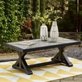 thumbnail image 2 of Signature Design by Ashley Beachcroft Rectangular Outdoor Cocktail Table, Black Frame, Light Gray Porcelain Top, Farmhouse X-Leg, 2 of 9