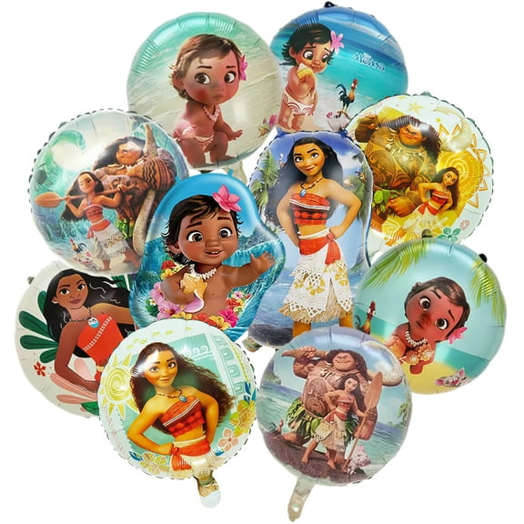 10 pcs For Moana Themed Birthday Party Foil Balloon Decorations Cute Cartoon Movie Balloon Celebration Party Kit Supplies