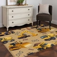 thumbnail image 3 of Rectangle Area Rugs 4 x 6 Ft, Construction Truck Non-Slip Residential Carpet, Cartoon Grips and Bulldozers Turmeric Indoor Crawling Mats Runner Rugs for Living Room/Dining Room/Bedroom, 3 of 8