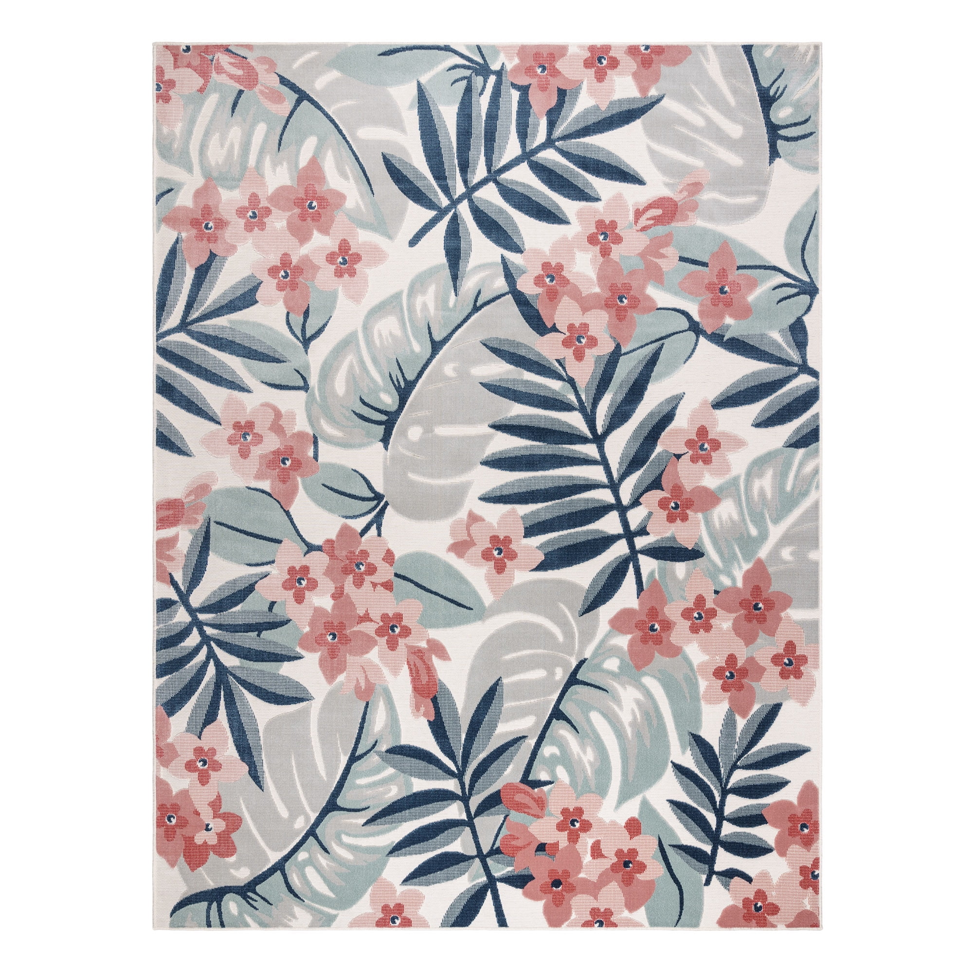 Gertmenian Tara Nelly Coastal Floral Blue Outdoor Area Rug, 8x10