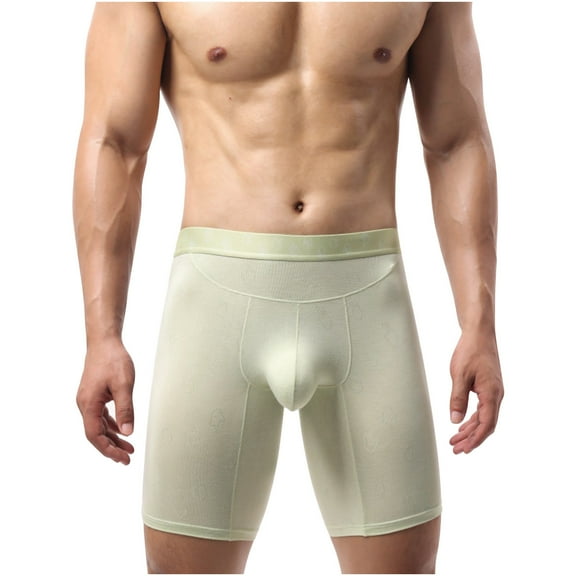 Yievot Men's Boxer Briefs Breathable Trunks Solid Athletic Underpants Long Leg Elastic Waistband Support Pouch Briefs No fly