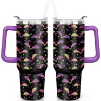 Halloween 40oz Insulated Stainless Steel Tumbler - Bat Design,Spill-Proof Lid,Handle & Straw,Travel Coffee Cup,Boo Gift for Women Men (1PC)