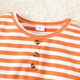 thumbnail image 4 of Toddler Baby Girls Summer Dress 3T Girls Short Sleeve Round Neckline Stripe Dress Orange, 4 of 7
