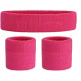 thumbnail image 1 of Conjunto de muñequeras y diademas para el sudor - Banda deportiva de algodón (1 diadema + 2 muñequeras) - Rosa, 1 of 5