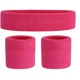 thumbnail image 1 of Conjunto de muñequeras y diademas para el sudor - Banda deportiva de algodón (1 diadema + 2 muñequeras) - Rosa, 1 of 5