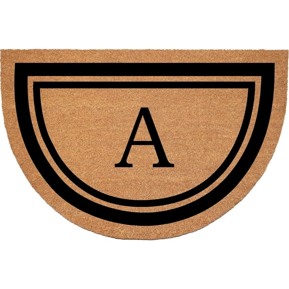 Calloway Mills 152962436HC A Half Circle Black Border 24" x 36" Monogram Doormat (Letter A)
