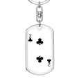 thumbnail image 5 of 2 of Clubs Gambler Stainless Steel or 18k Gold Premium Swivel Dog Tag Keychain, 5 of 16