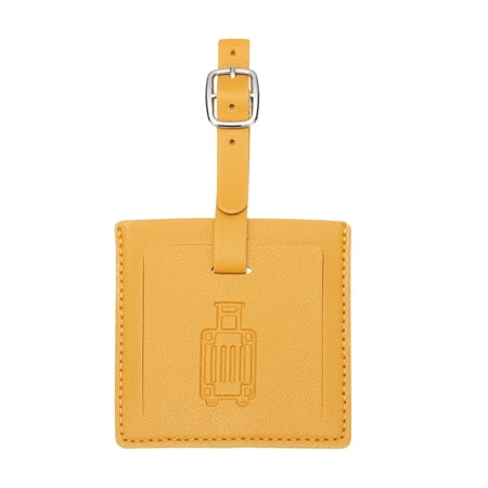 Luggage Tags, Square Yellow Airplane Essentials with Metal Cable, 1 Pcs