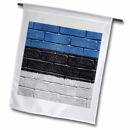 Estonian Garden - 3dRose National flag of Estonia painted onto a brick wall Estonian - Garden Flag, 18 by 27-inch