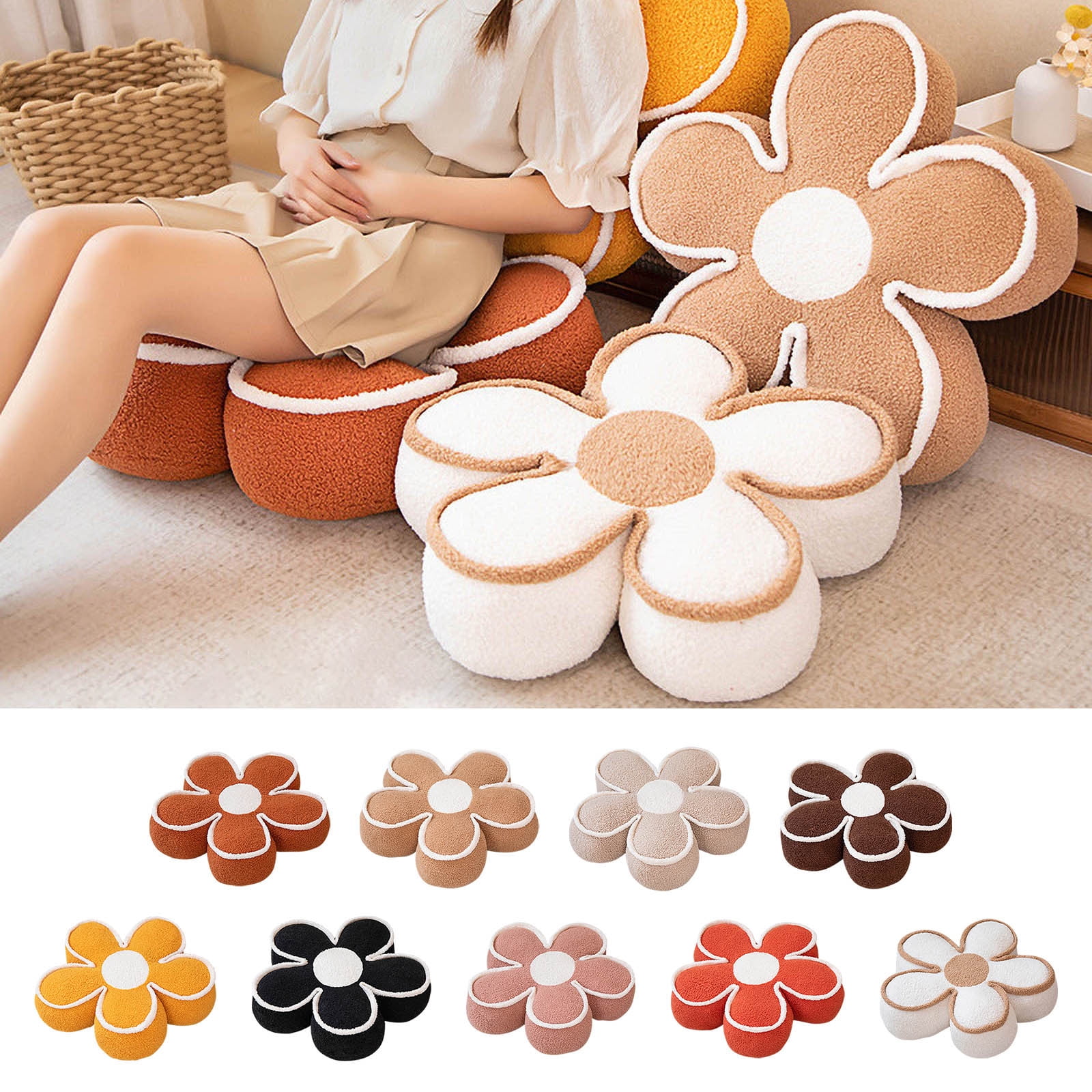Moocorvic 20" Flower Floor Pillow, Thickened Flower Plush Seating Chair Cushion Cute Oversized Throw Pillow Cushion for Home Sofa Bed Decoration Yard Patio