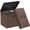 Brown, variant on Storage Ottoman Foot Rest Stool with Lock ＆ Handles, Fireproof Folding Leather Footstool Bench with Storage Safe for Living Room Bedroom, Home Office, Dorm, 17x13x13in, Pink