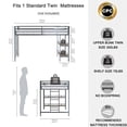 thumbnail image 4 of UHOMEPRO Junior Twin Loft Bed with Shelf, Metal Twin Loft Bunk with Cinnamon Wood Shelf, Loft Bed with Stairs and Reinforced Guardrail, Bunk Bed with 2 Layer Shelf, Black, 4 of 10